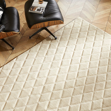 Priory PRI103 Geometric 100% Pure New Zealand Wool Hand Made Beige Rug by Sarah Gare