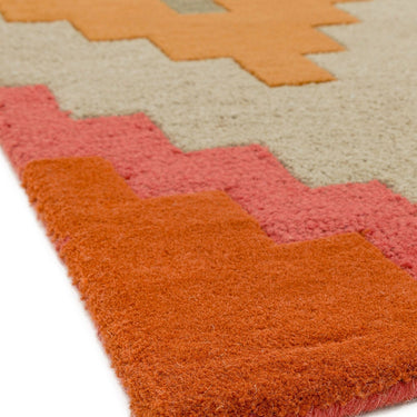 Asiatic London Matrix Cuzzo Sienna Tufted Orange Pink Beige Wool Geometric Textured Rug