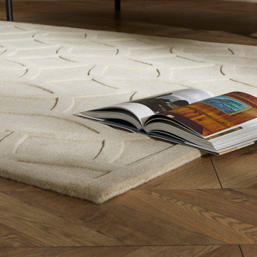 Priory PRI101 Geometric 100% Pure New Zealand Wool Hand Made Beige Rug by Sarah Gare