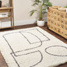Origins Artisan Picasso Art Design Soft Shaggy White/Grey Rug - Small 80x150 cm (2'6"x5')