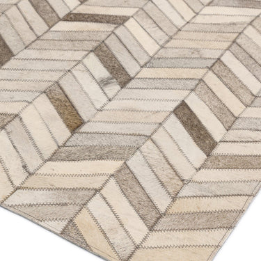 Gaucho Hand Woven Real Cow Hide Sheepskin Patchwork Chevron Beige Natural Rug