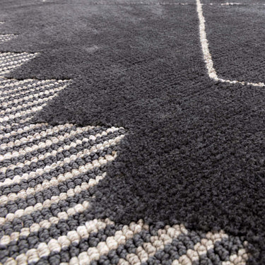 Asiatic London Mason Diamond Tribal Scandi Black Cotton Berber Moroccan Traditional Rug