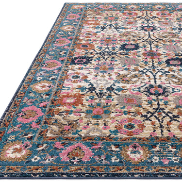 Zola Sarab Vintage Traditional Persian Bordered Rug in Turquoise Pink