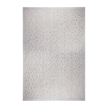 Piatto Argento Geometric Patterned Flatweave Outdoor Indoor Silver Rug in Small Size 80x150 cm (2'6"x5')