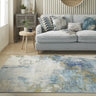 Consept Looms Lux LUX04 Machine Blue Gold Washable Non-Slip Abstract Geometric Rug - Medium 120x180 cm (4'x6')