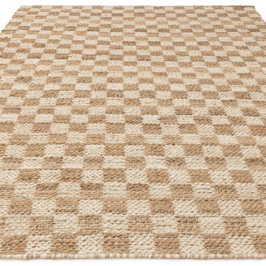 Naturi Hand Woven Jute Rug Reversible Checkerboard Flatweave Rug in Natural