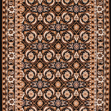 Traditional Poly Esta Bordered Rug Hallway Runner and Circle in Black