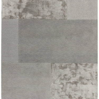 Asiatic London Tate Blocks Silver Grey Hand-Carved Wool Viscose Geometric Rug - Medium 120x170 cm (4'x5'6")