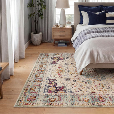 Nourison Kashan VKA13 Medallion Blue Gold Polypropylene Traditional Vintage Floral Rug