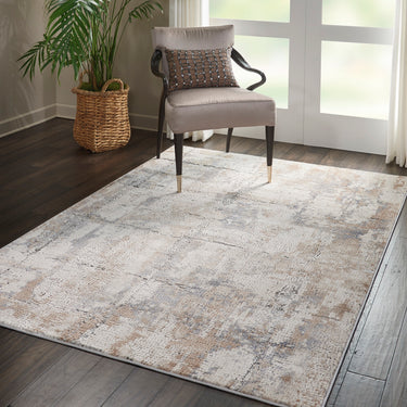 Rustic Textures RUS06 Modern Abstract Rug in Beige Grey