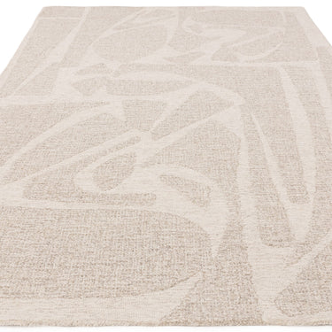 Loxley Bohomian Modern Abstract Hand Woven Wool Rug in Chalk White