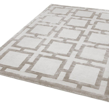 Eaton Katherine Carnaby Rug Modern Geometric Hand Woven Silky Viscose Metallic Sheen Super Soft Sand Beige Rug