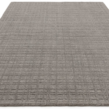 Thatch Taupe Hand Woven Wool Rug Neutral Plain Checked Pattern