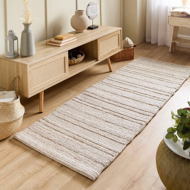 Origins Chunky Knit Wool Natural Cream Braided Rug Hallway Runner