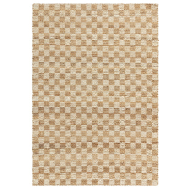 Naturi Hand Woven Jute Rug Reversible Checkerboard Flatweave Rug in Natural