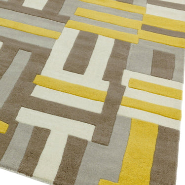 Asiatic London Matrix Code Yellow Multi Tufted Wool Viscose Geometric Textured Rug 160x230 cm
