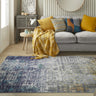 Consept Looms Lux LUX06 Machine Blue Copper Washable Non-Slip Abstract Geometric Rug - Medium 120x180 cm (4'x6')