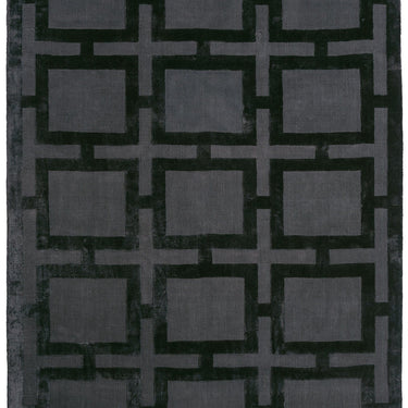 Eaton Katherine Carnaby Rug Modern Geometric Hand Woven Silky Viscose Metallic Sheen Super Soft Black Rug