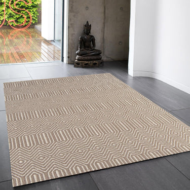 Sloan Hand Woven Flatweave Ethnic Rug or Runner in Taupe