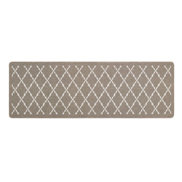 My Stain Resistant Arbor Stone Beige Washable Non-Slip Polypropylene Geometric Hallway Runner Rug - Runner 67x200 cm (2'2"x6'7")