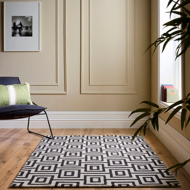 Origins Labyrinth Wool Hand Tufted Rug in Black/White