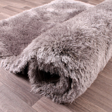 URCO Mayfair High Pile Luxurious Silver Shaggy Modern Plain Rug
