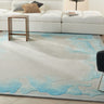 Nourison Prismatic PRS22 Hand-Tufted New Zealand Wool and Silk Sea Mist Blue Rug - 297 x 419 cm (9'9"x13'9")