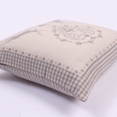 Christmas Reindeer Heart Grey Washable Cotton Soft Cushion 45x45 cm
