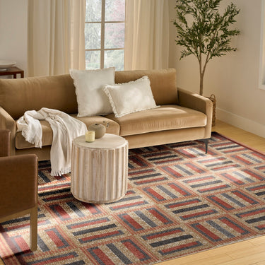 Nourison Nordic NRC11 Design Multi Rust Grey Geometric Textured Scandi Rug
