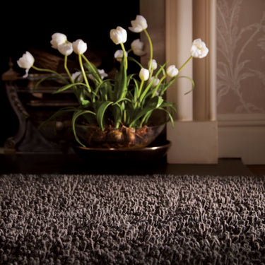 Imperial Luxury Shaggy Hand Woven Wool Rug in Chocolate Brown