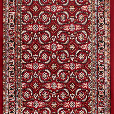 Traditional Poly Esta Bordered Rug Hallway Runner Circle in Red