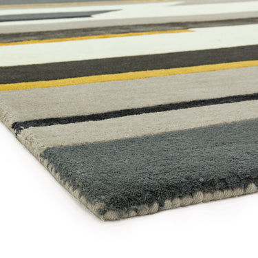 Matrix Rhombus Geometric Rug Hand Made Soft Wool Rug in Mustard