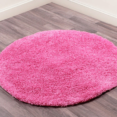 Retro Shaggy Rug Hallway, Round, Circle, Half Moon in Blush Pink