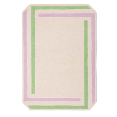 Origins Contour Hand-Carved Wool Gem Design Lavender & Green Rug