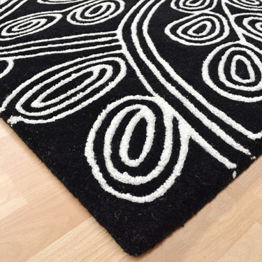 Asiatic London Matrix Kaya Black Tribal Wool Viscose Geometric Textured Rug