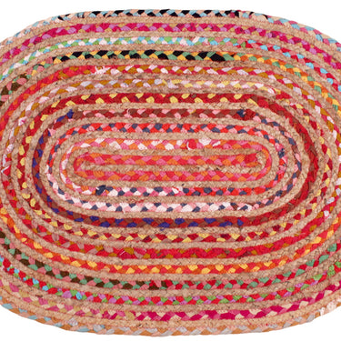Hand Woven Jute Braided 4201 Multi Natural Oval and Circle Rug