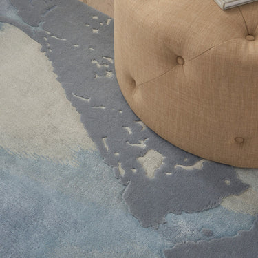 Prismatic PRS19 Hand-Tufted New Zealand Wool and Silk Abstract Seafoam Silver Rug