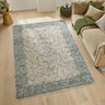Consept Looms Liberty Classic Velvet LIB208 Cream Green Washable Non-Slip Traditional Rug - Medium 120x180 cm (4'x6')