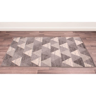 Spirit Triangle Geometric Modern Rug in Grey, Black, Red and Ochre Teal