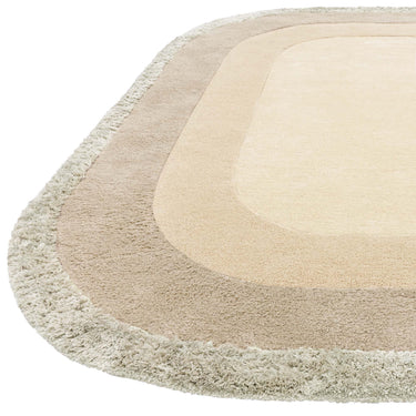 Asiatic London Halo Calico Oval Tufted Ombre Beige Natural Hand-Carved Wool Viscose Bordered Rug