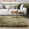 Plush Plain Shaggy High Pile Thick Silky Fluffy Soft Hand Woven Sage Green Rug - Medium 120x170 cm (4'x5'6")