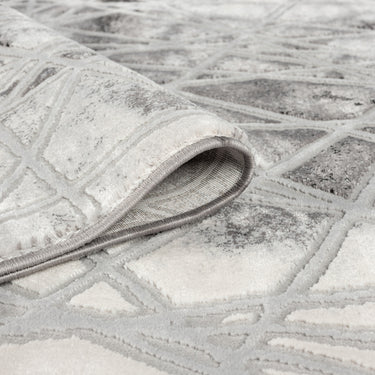 Bianco 185TA Modern Marbled Abstract Dark Grey Silver Rug & Hall Runner