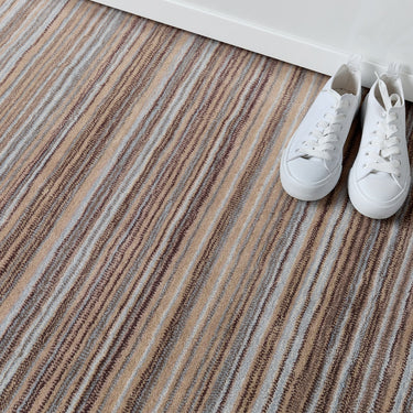 Origins Fine Stripes Hand Loom Woven Wool Rug Halway in Beige