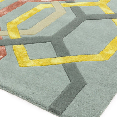 Asiatic London Matrix Hexagon MAX67 Tufted Silver Wool Viscose Geometric Textured Rug 160x230 cm