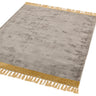 Elgin Silver Fringed Mustard Border Hand-Woven Viscose Cotton Traditional Rug - Large 160 x 230 cm (5'3"x7'7")