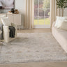 Nourison Antique Fusion ANF03 Fringed Bordered Medallion Light Traditional Vintage Abstract Floral Rug - Large 160x239 cm (5'3"x7'10")