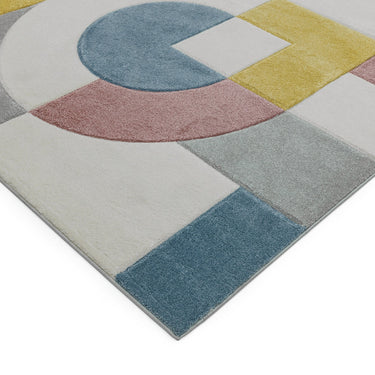 Sketch SK08 Retro Geometric Hand Carved Rug in Multicolours