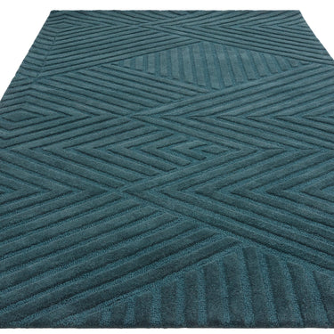 Hague Modern Hand Made Wool Rug in Teal Blue