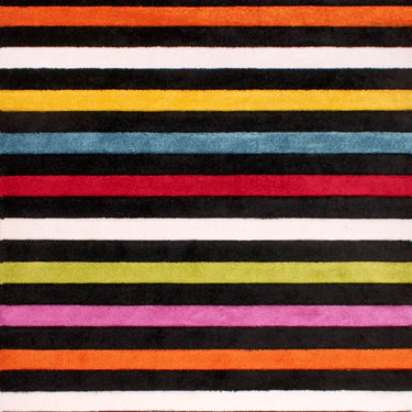 Spectra Carved Stilo Geometric Striped Rainbow Bright Multi Coloured Soft Rug Runner Round