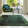 Ascot Modern Plain Hand Woven Wool Viscose Bordered Green Rug - Small 80x150 cm (2'6"x5')